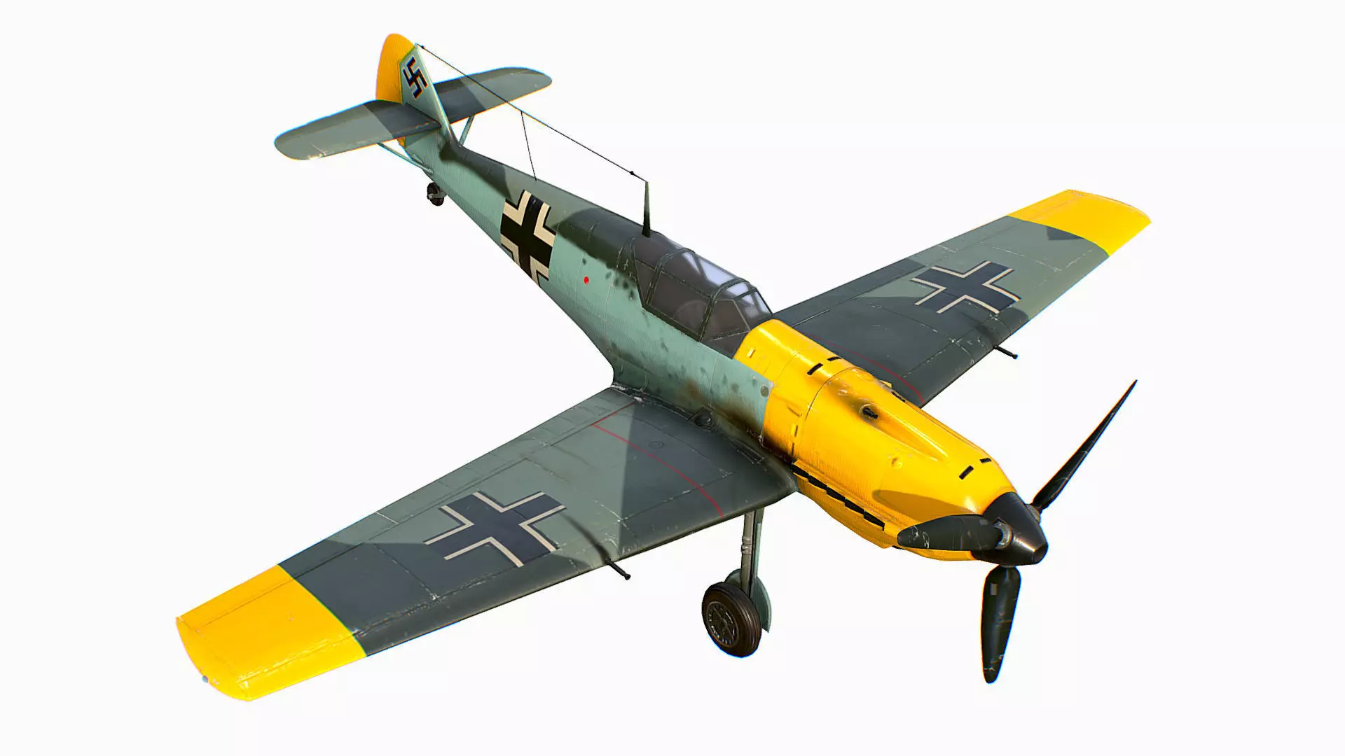 German fighter aircraft Messerschmitt Bf 109 Low-poly 3D model_0