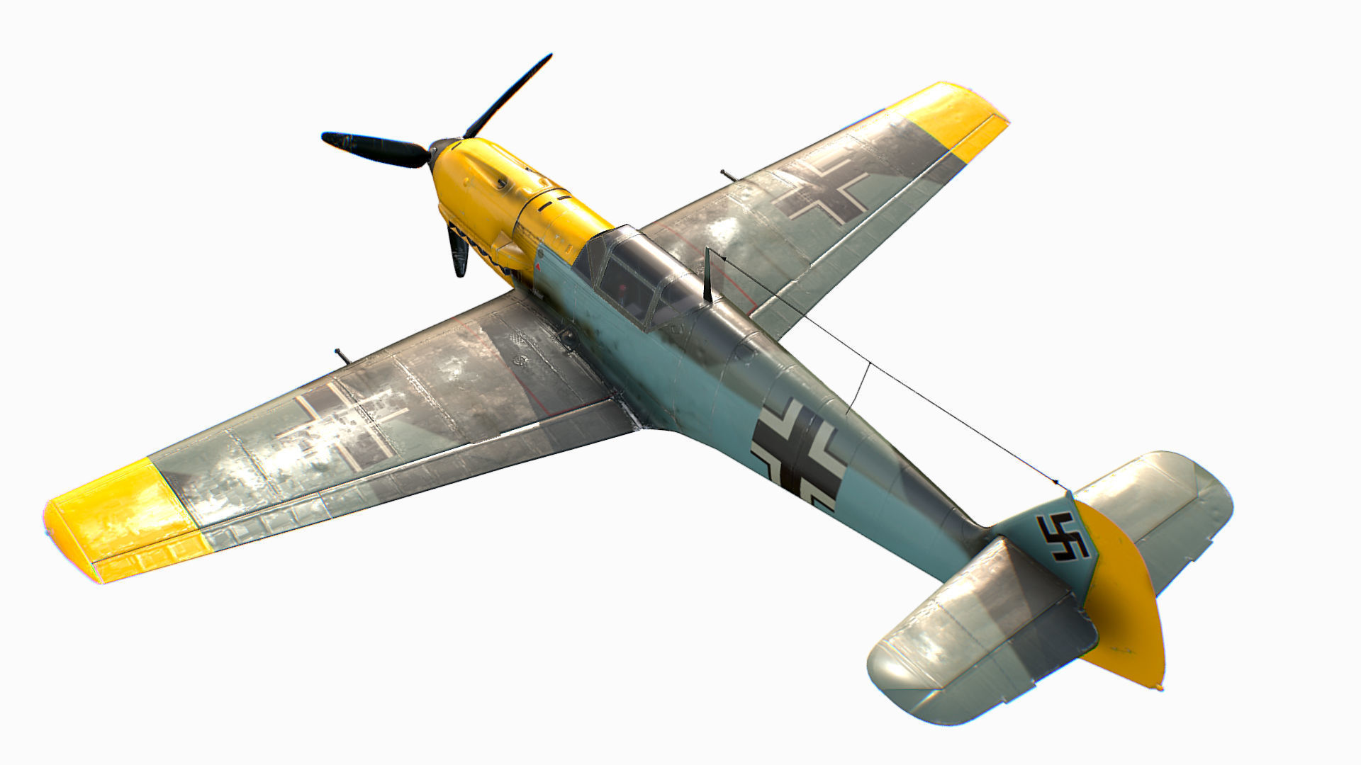 German fighter aircraft Messerschmitt Bf 109 Low-poly 3D model_4
