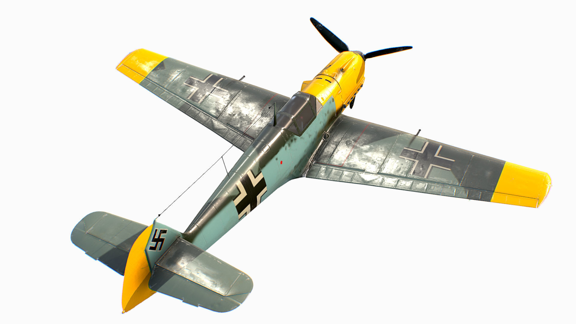 German fighter aircraft Messerschmitt Bf 109 Low-poly 3D model_5