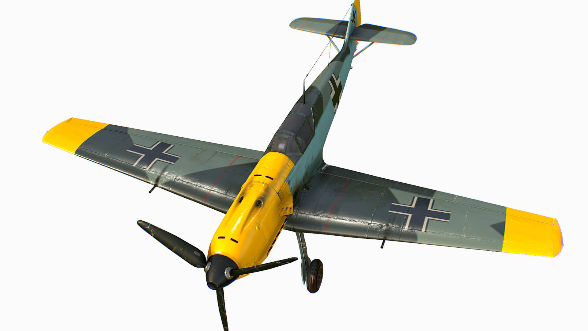 German fighter aircraft Messerschmitt Bf 109 Low-poly 3D model_1