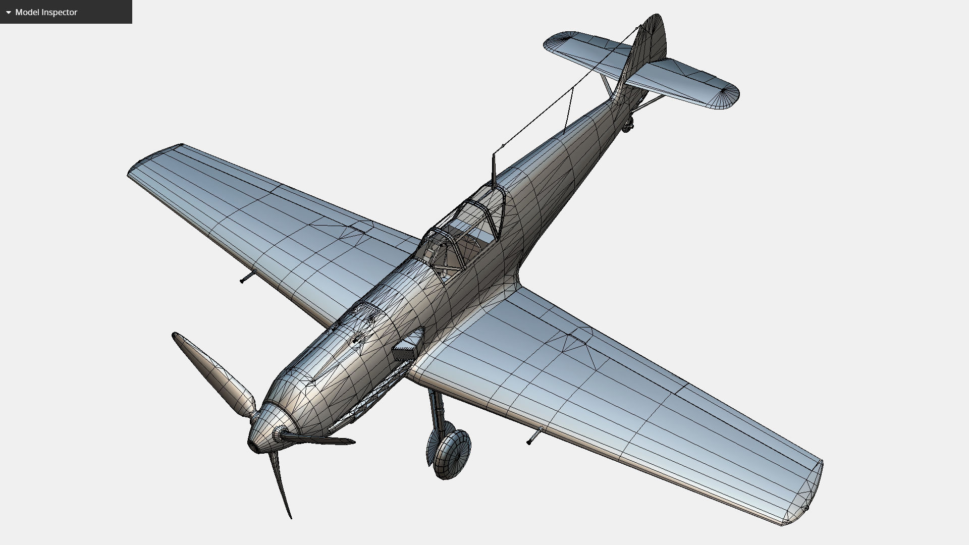 German fighter aircraft Messerschmitt Bf 109 Low-poly 3D model_17