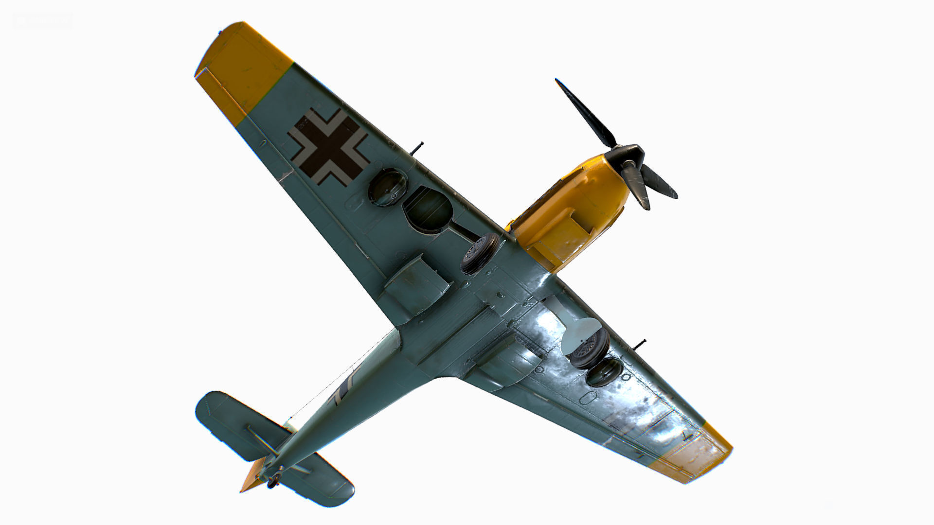 German fighter aircraft Messerschmitt Bf 109 Low-poly 3D model_6