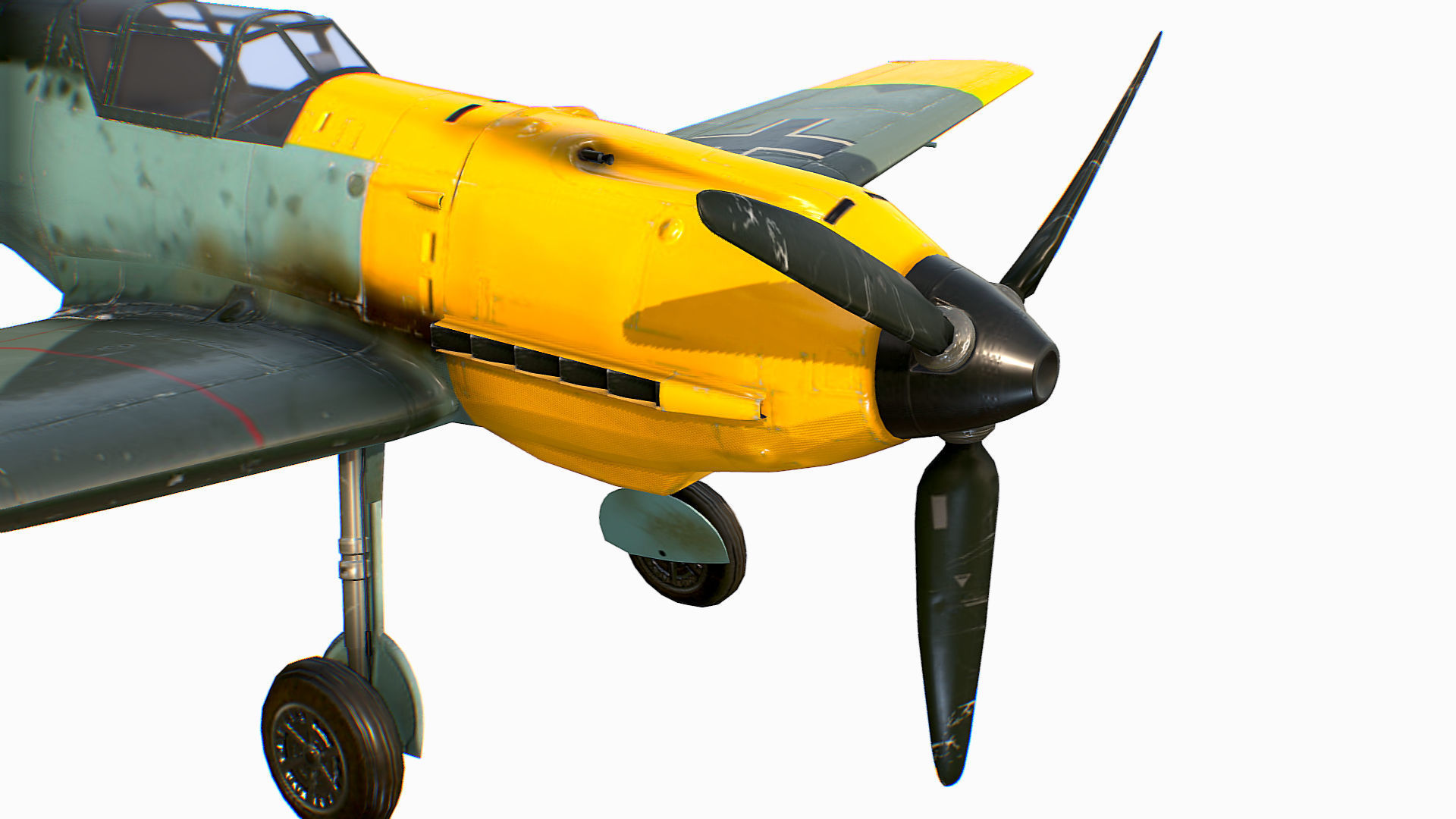 German fighter aircraft Messerschmitt Bf 109 Low-poly 3D model_13