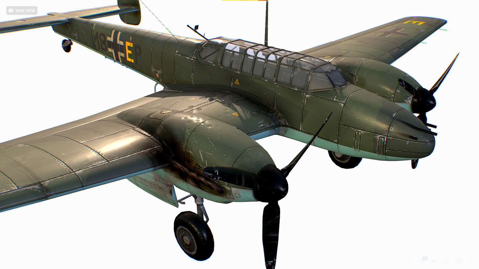 German fighter bomber Messerschmitt Bf 110 C4 Low-poly 3D model_12