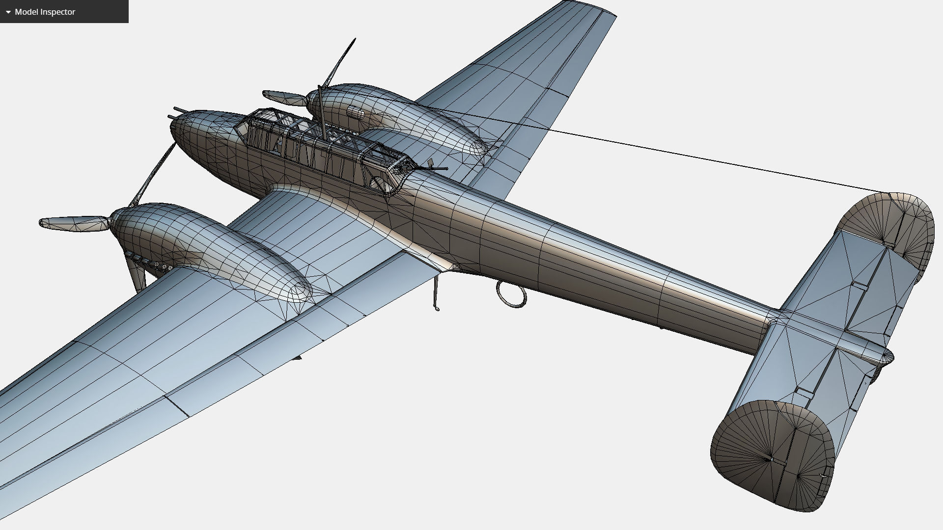 German fighter bomber Messerschmitt Bf 110 C4 Low-poly 3D model_20