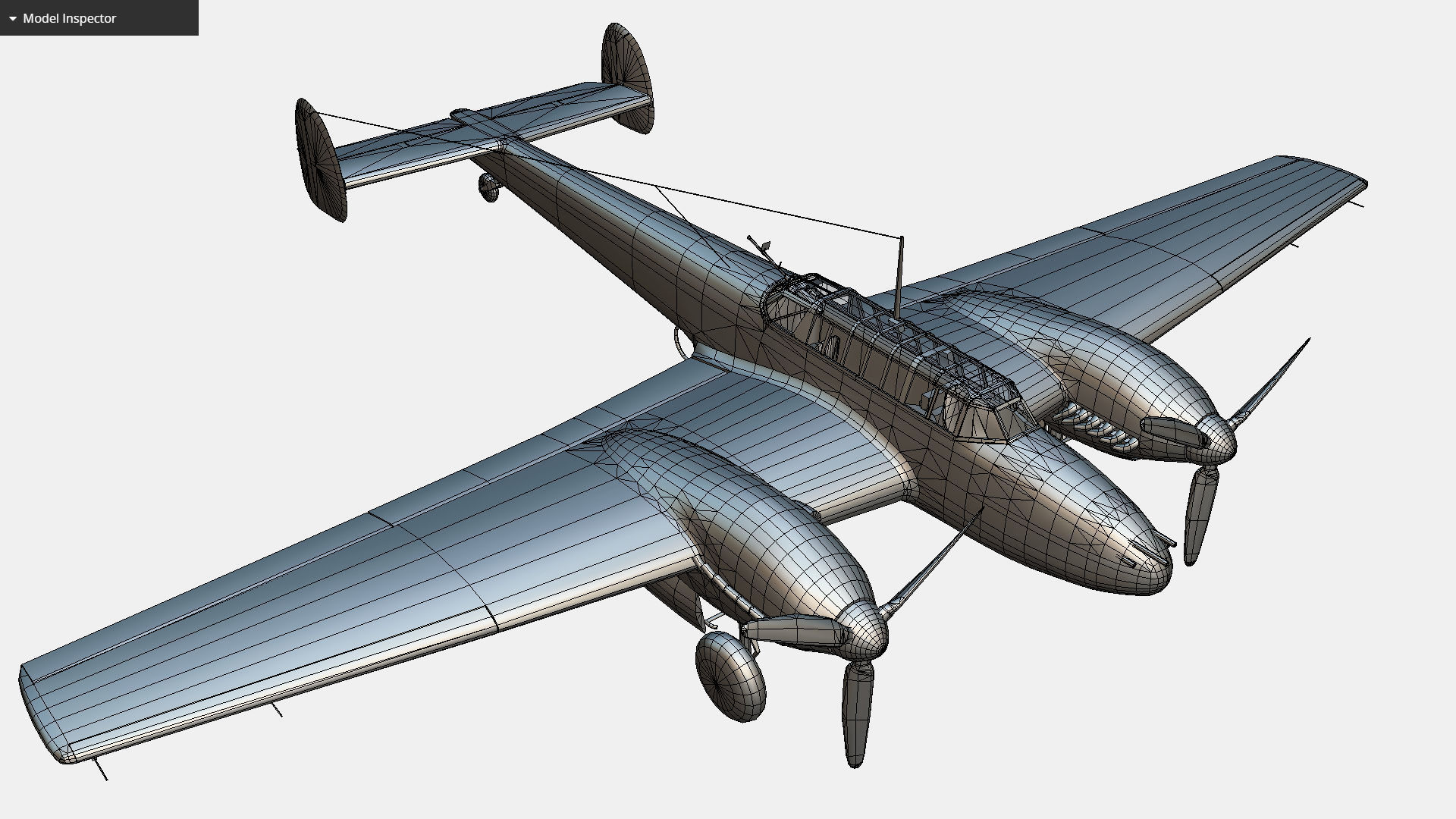 German fighter bomber Messerschmitt Bf 110 C4 Low-poly 3D model_21
