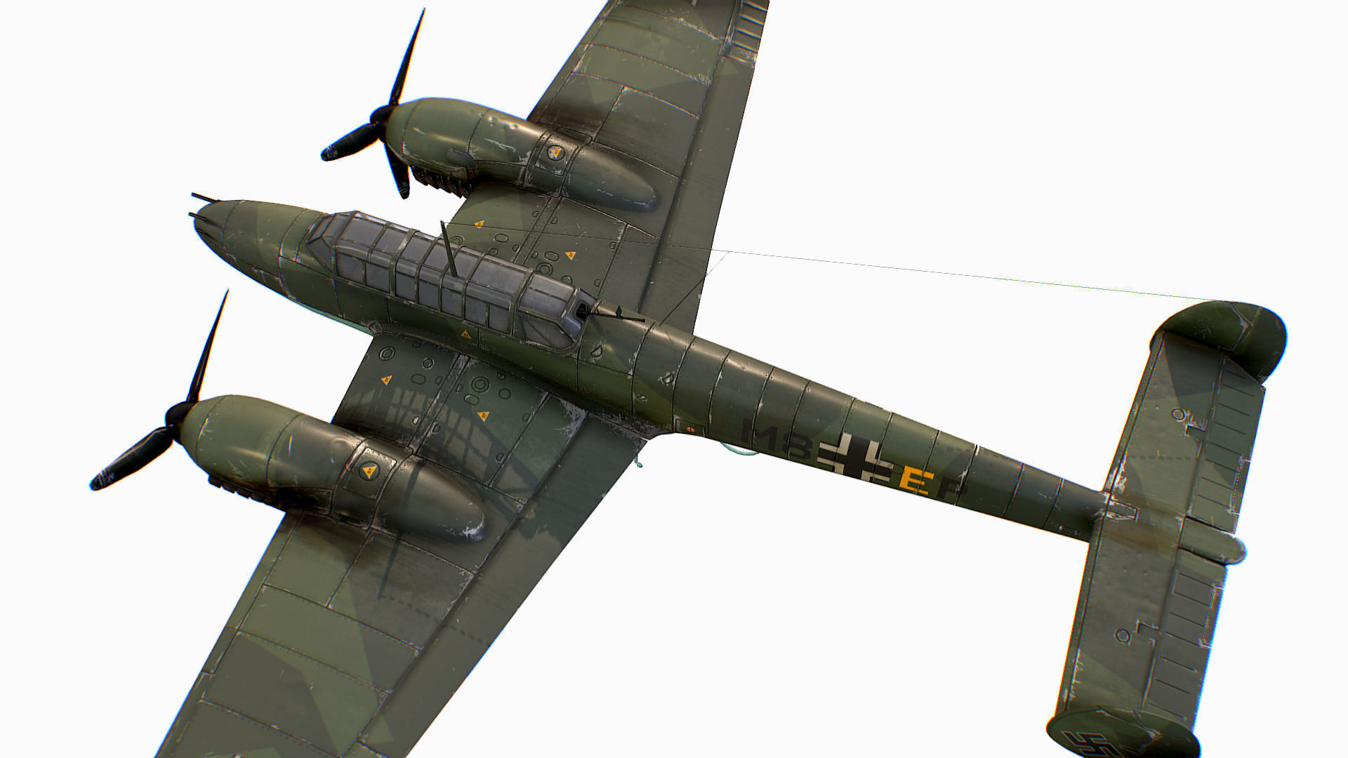 German fighter bomber Messerschmitt Bf 110 C4 Low-poly 3D model_4