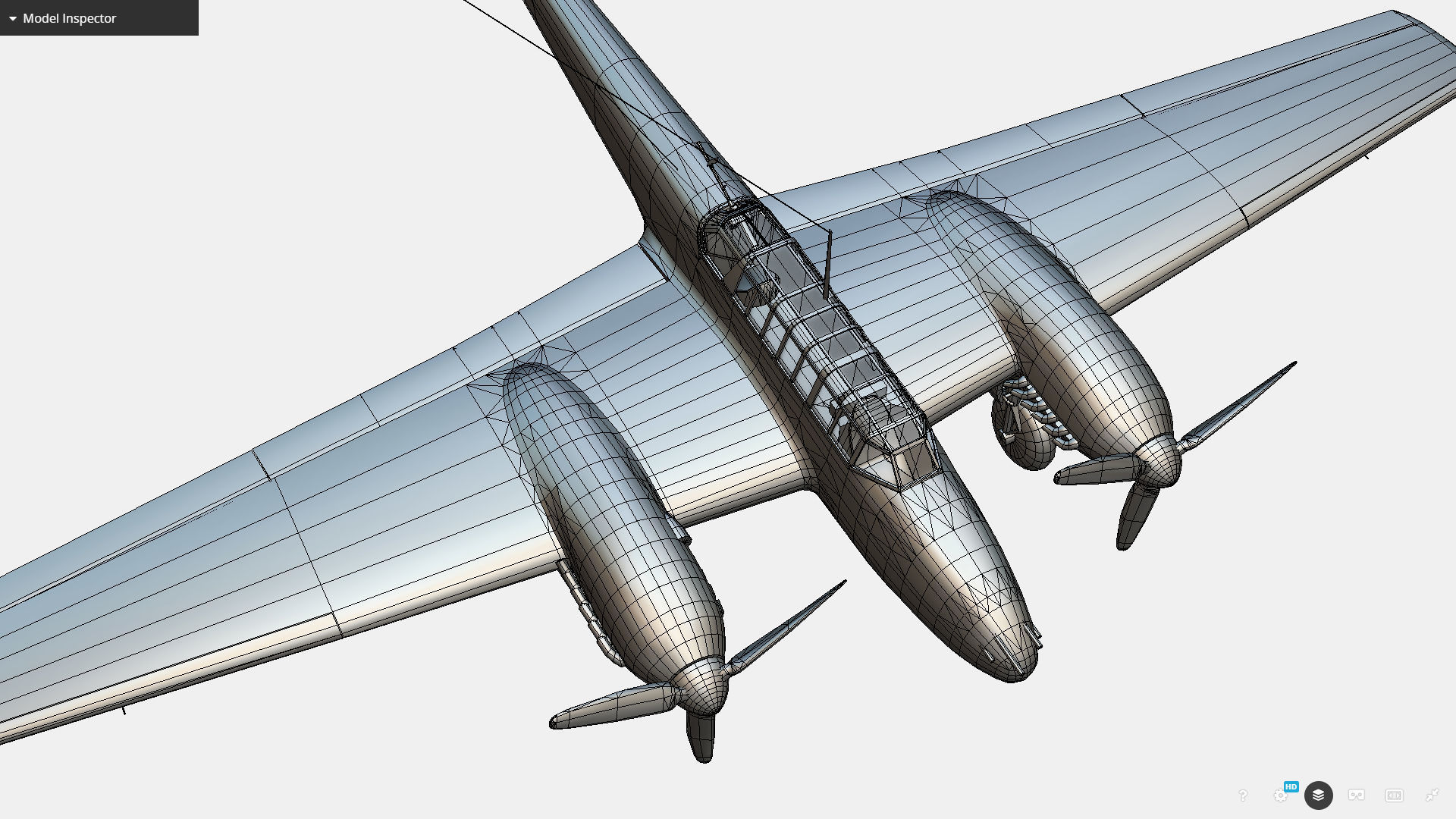 German fighter bomber Messerschmitt Bf 110 C4 Low-poly 3D model_14