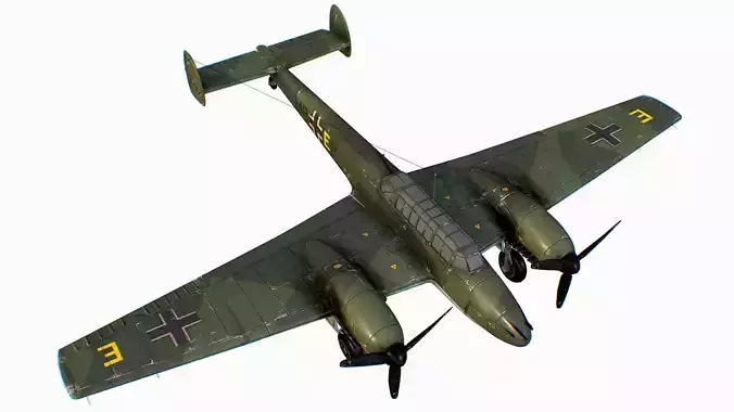 German fighter bomber Messerschmitt Bf 110 C4 Low-poly 3D model