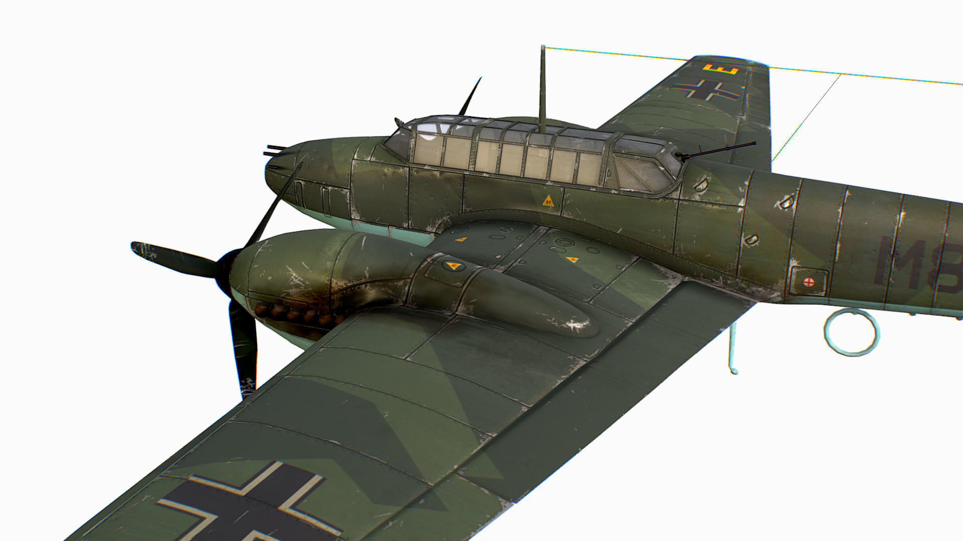 German fighter bomber Messerschmitt Bf 110 C4 Low-poly 3D model_9