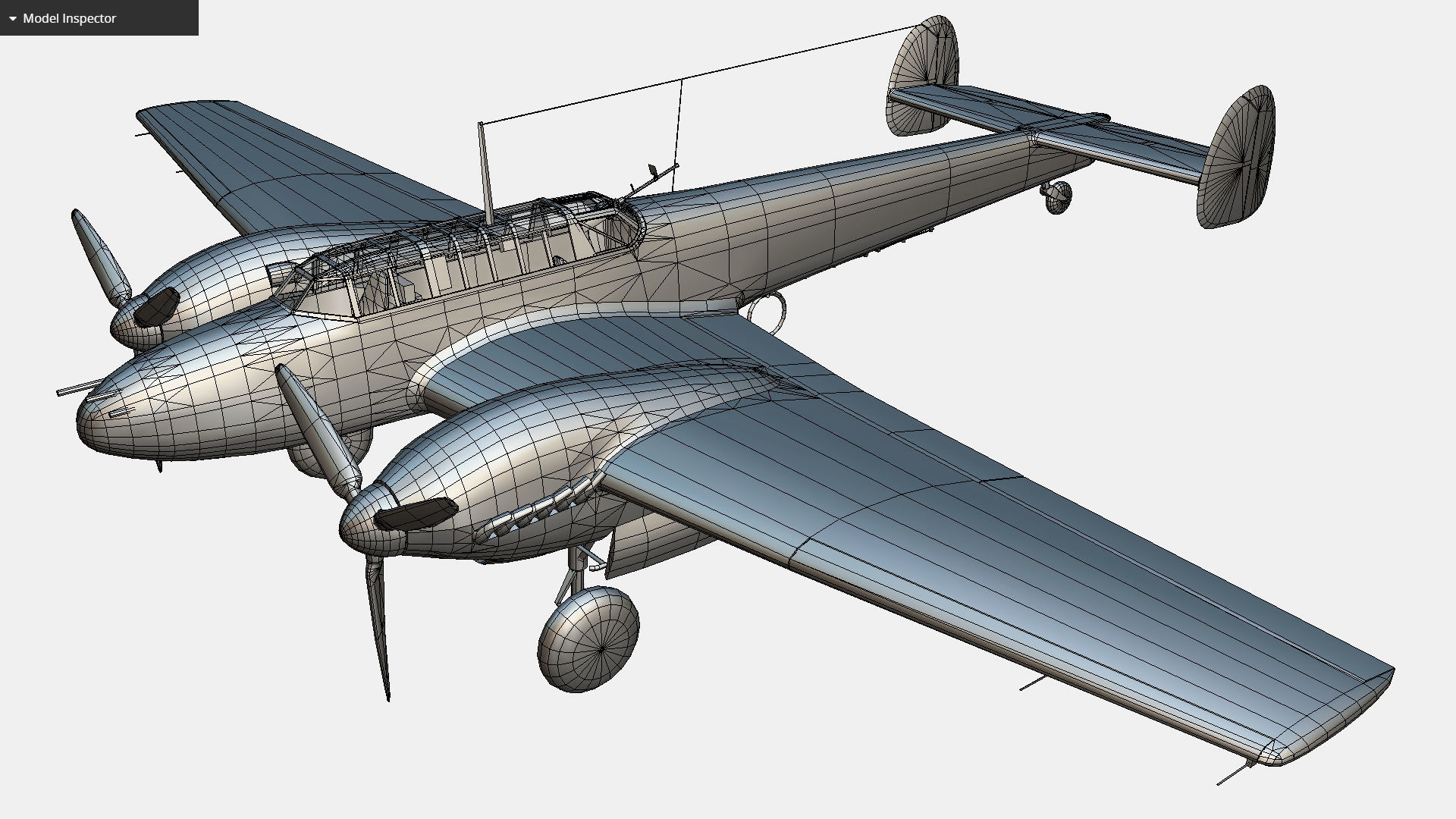 German fighter bomber Messerschmitt Bf 110 C4 Low-poly 3D model_17