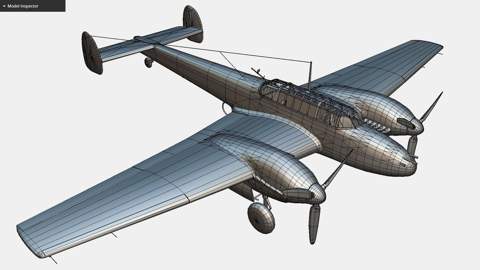 German fighter bomber Messerschmitt Bf 110 C4 Low-poly 3D model_16