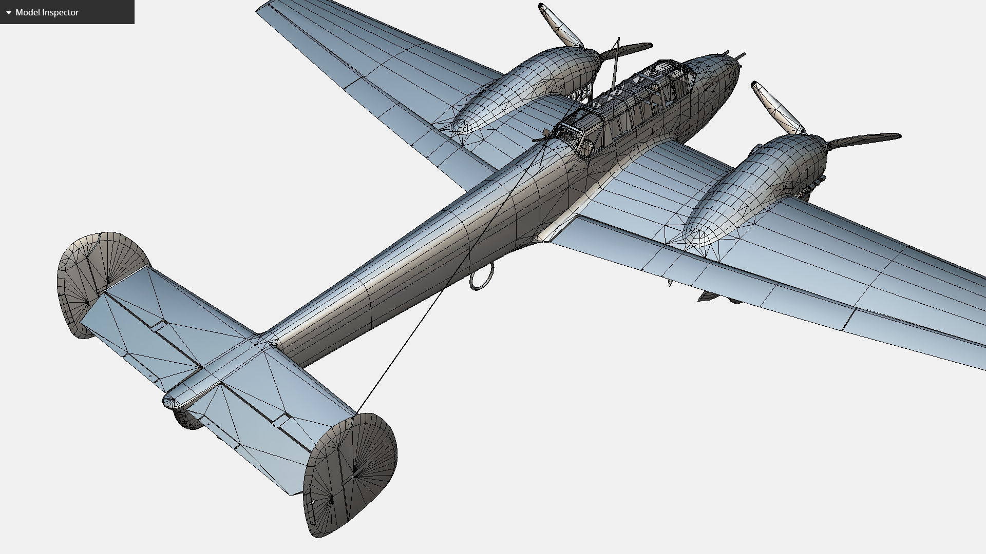 German fighter bomber Messerschmitt Bf 110 C4 Low-poly 3D model_19