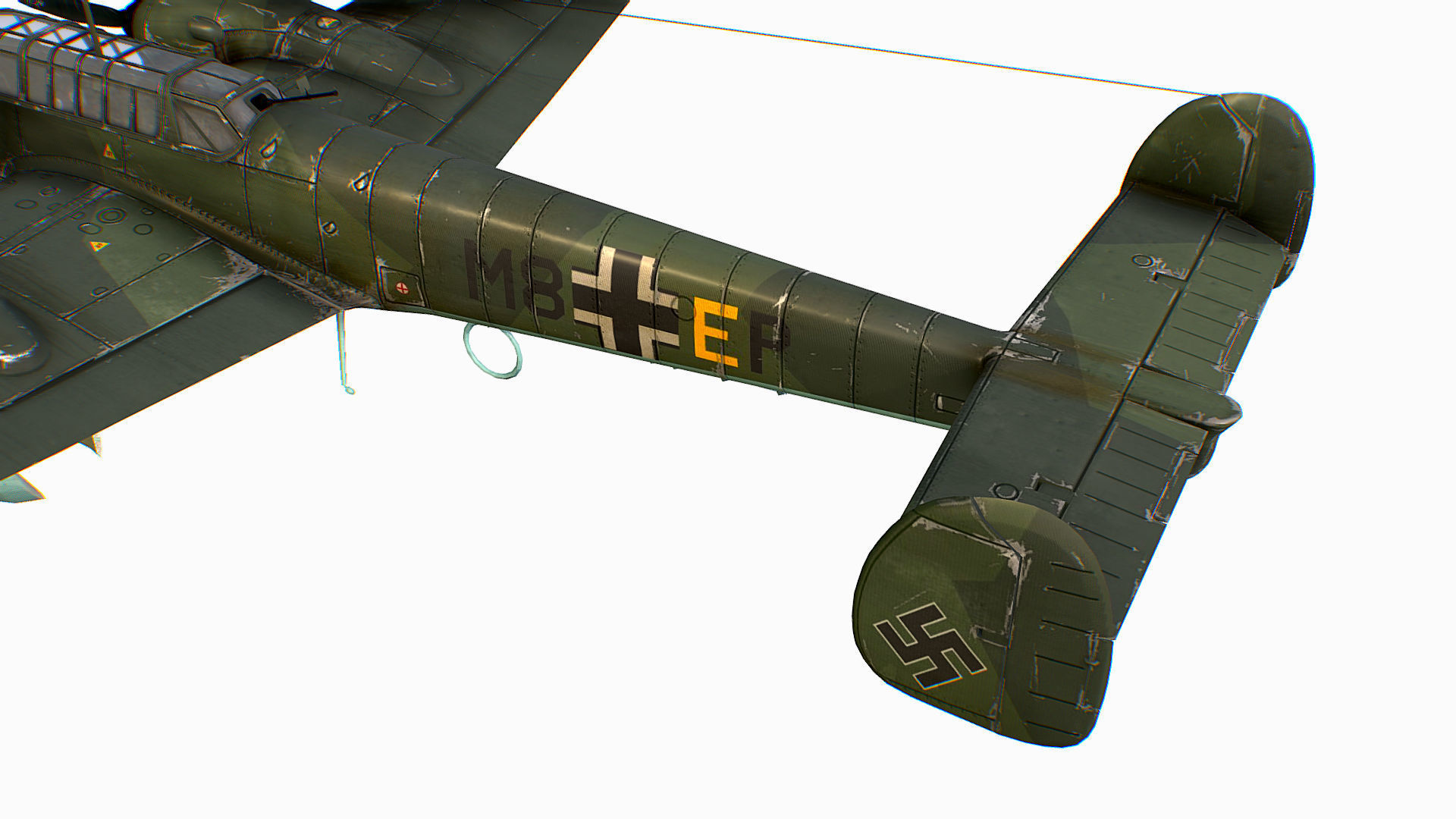 German fighter bomber Messerschmitt Bf 110 C4 Low-poly 3D model_11