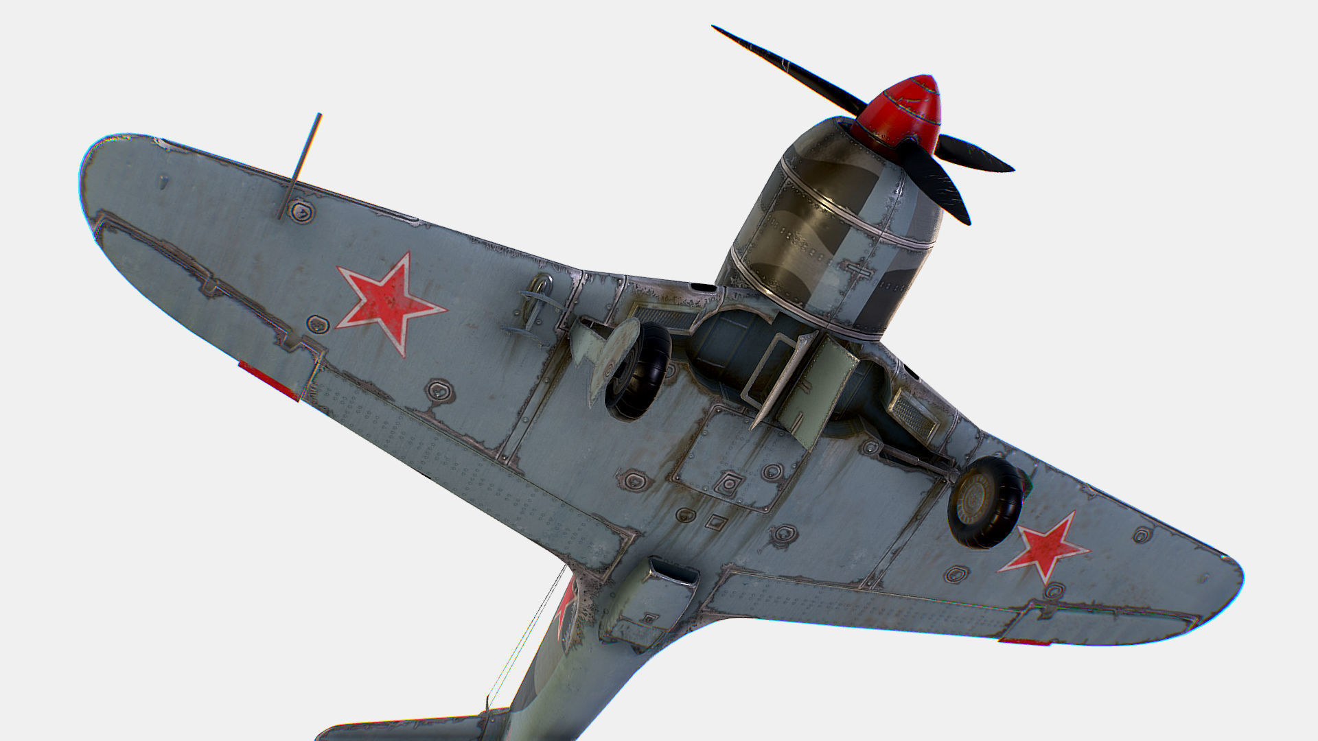 Russian Soviet fighter aircraft Lavochkin La-7 Low-poly 3D model_9