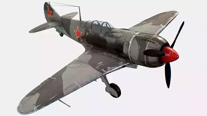 Russian Soviet fighter aircraft Lavochkin La-7 Low-poly 3D model