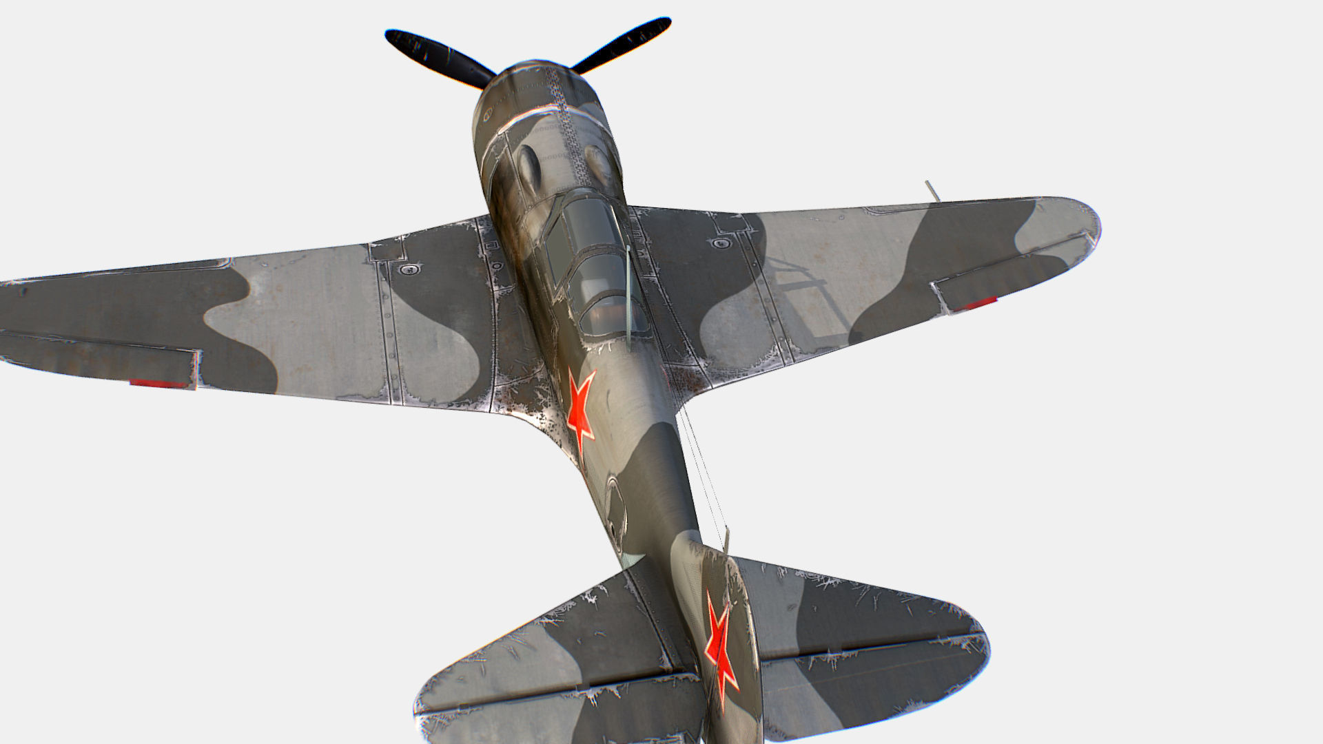 Russian Soviet fighter aircraft Lavochkin La-7 Low-poly 3D model_4
