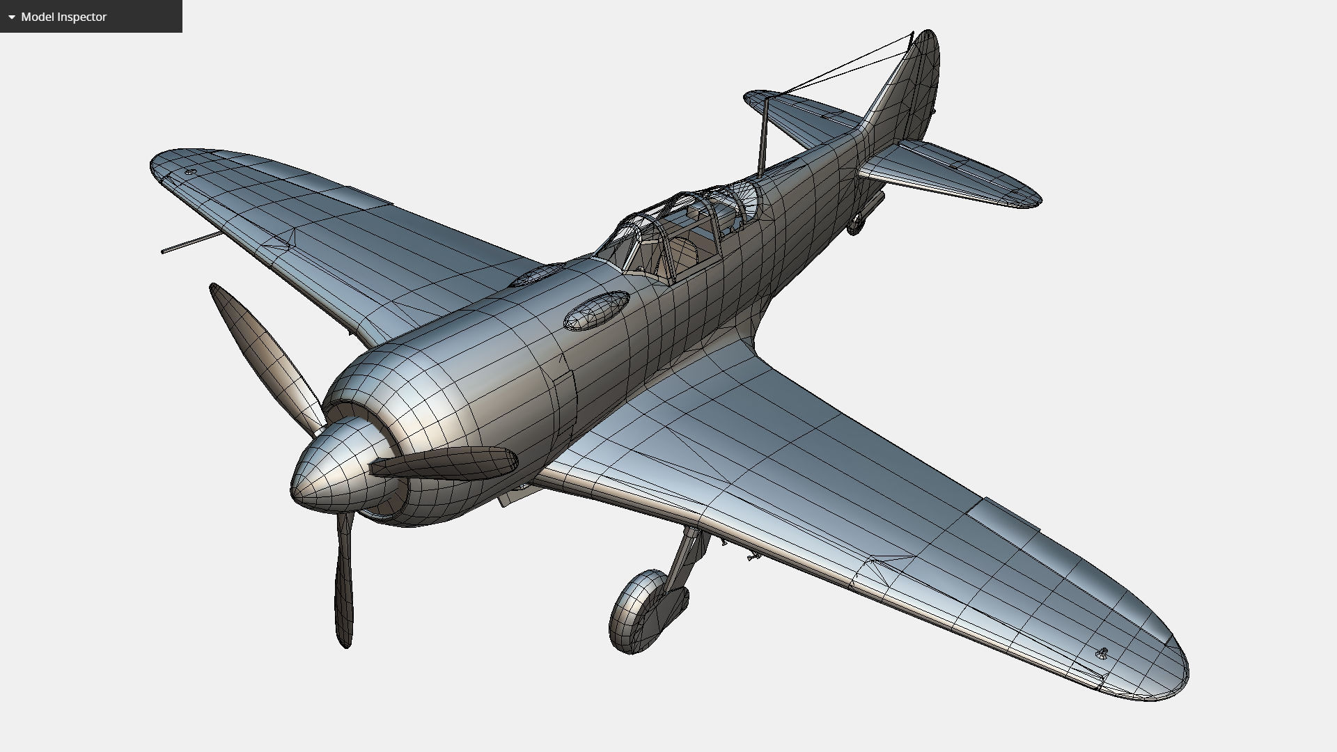 Russian Soviet fighter aircraft Lavochkin La-7 Low-poly 3D model_13