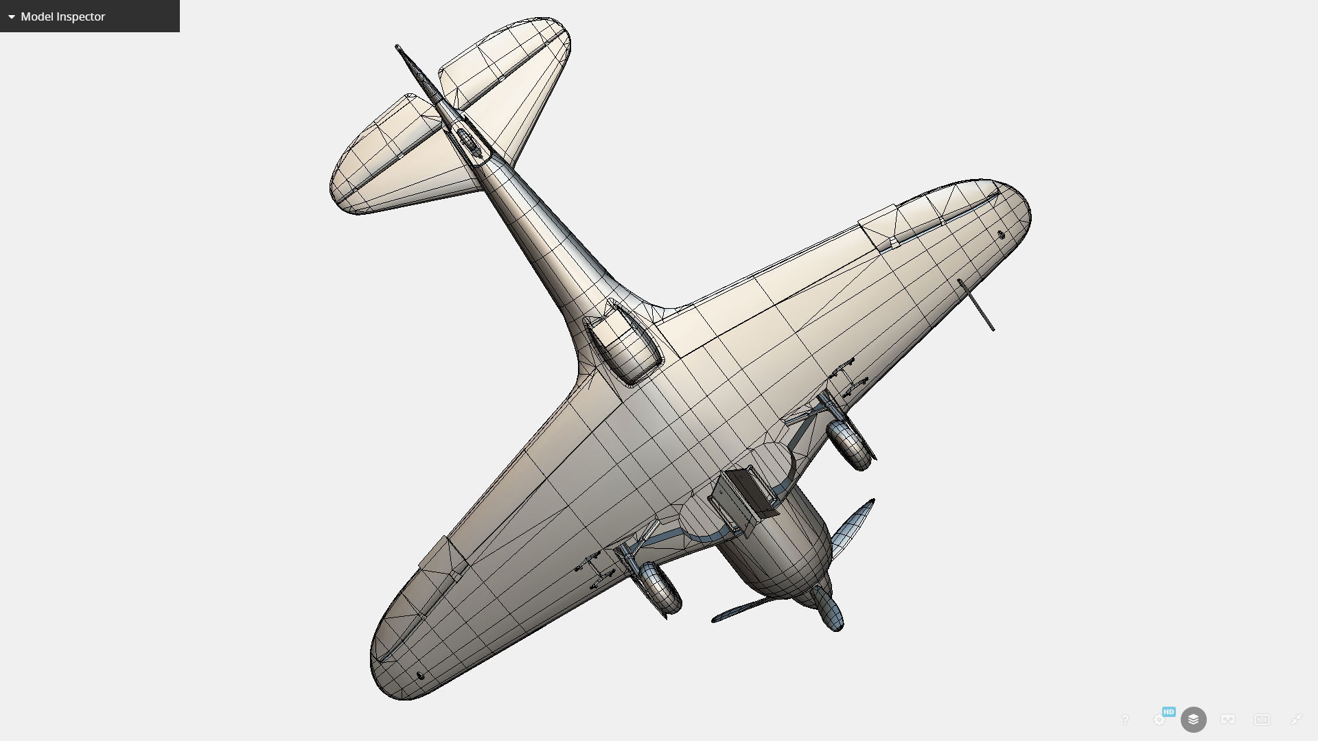 Russian Soviet fighter aircraft Lavochkin La-7 Low-poly 3D model_17