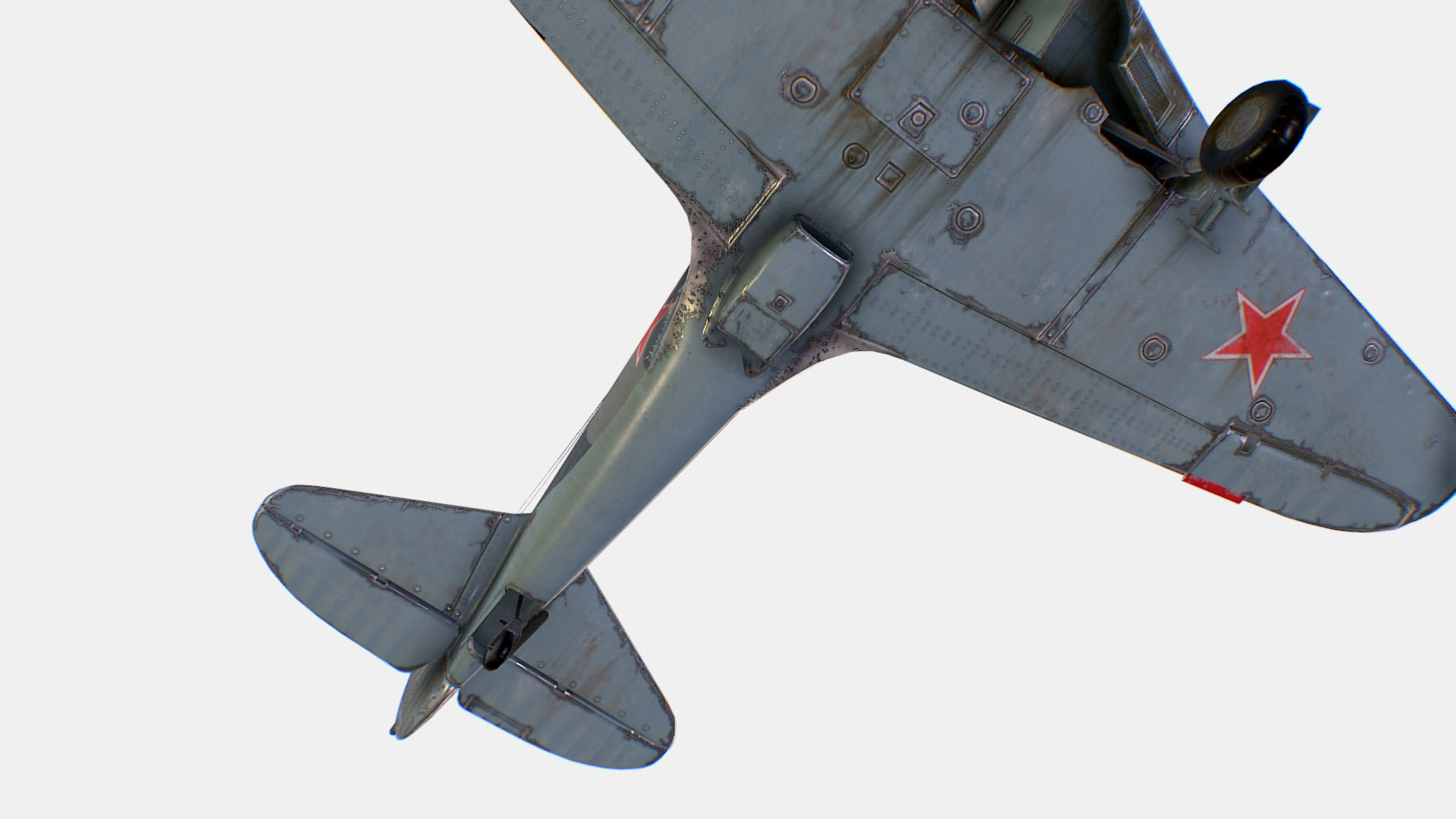 Russian Soviet fighter aircraft Lavochkin La-7 Low-poly 3D model_10