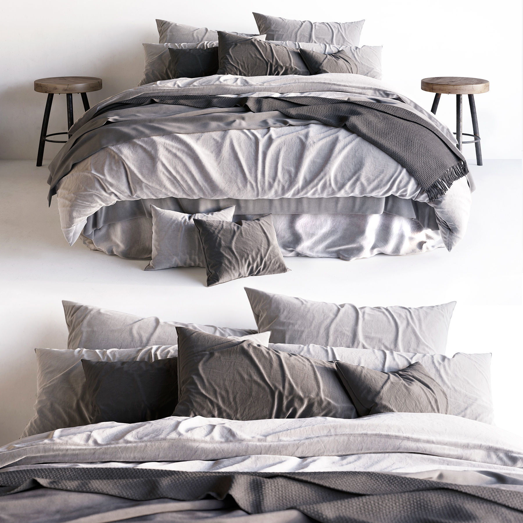 Bed Scandinavian 2 3D model_2