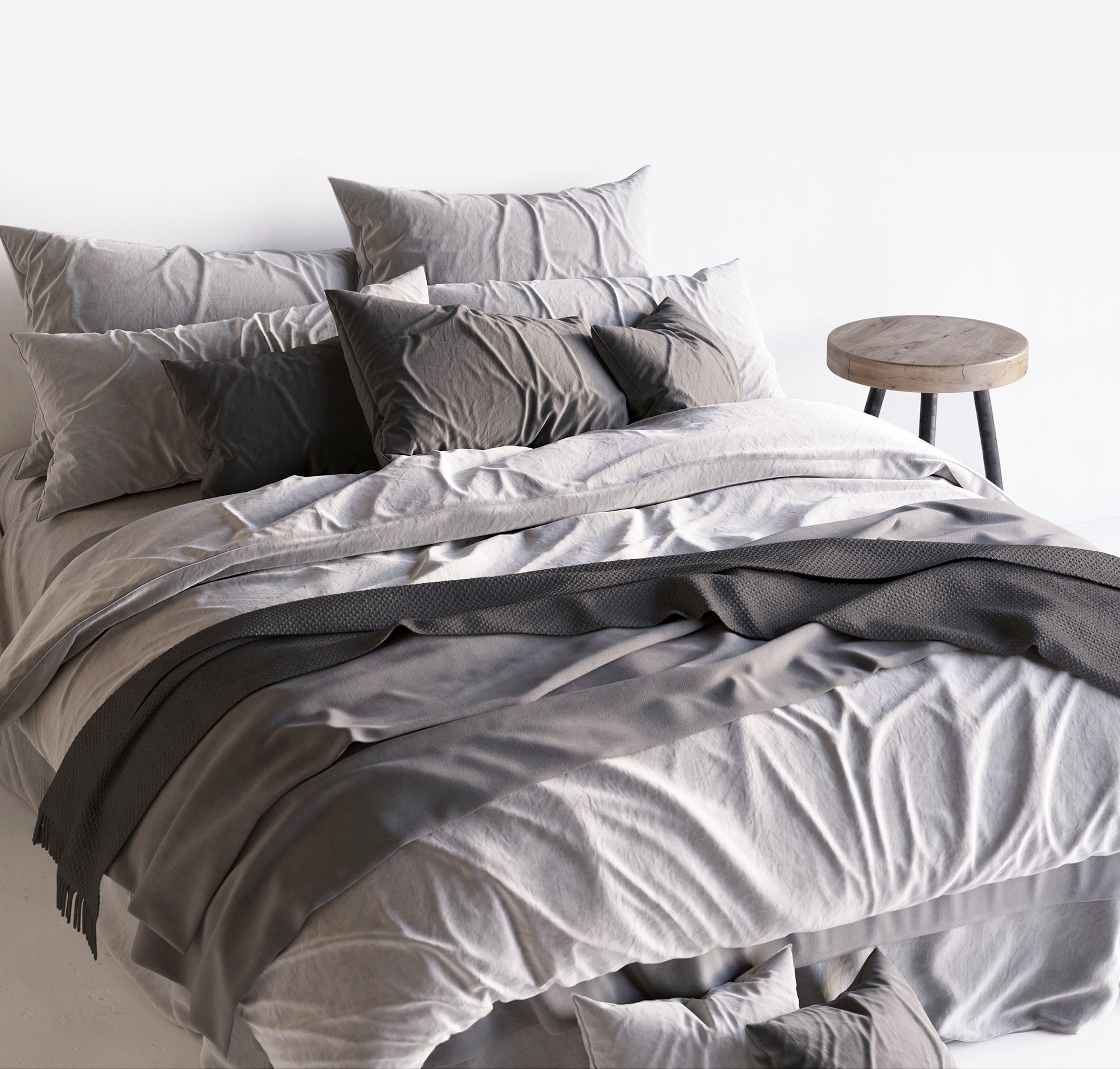 Bed Scandinavian 2 3D model_4