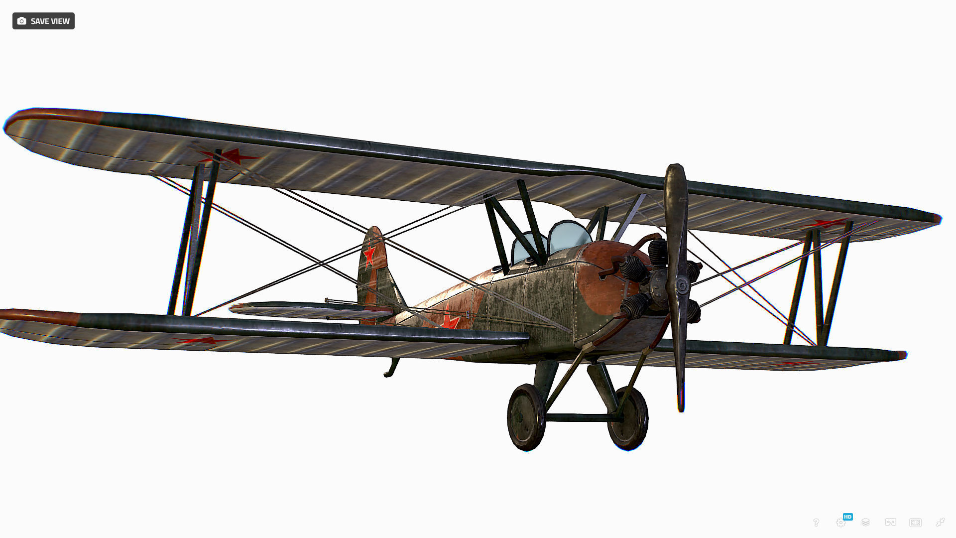 Russian Soviet biplane Polikarpov Po-2 Kukuruznik Low-poly 3D model_11