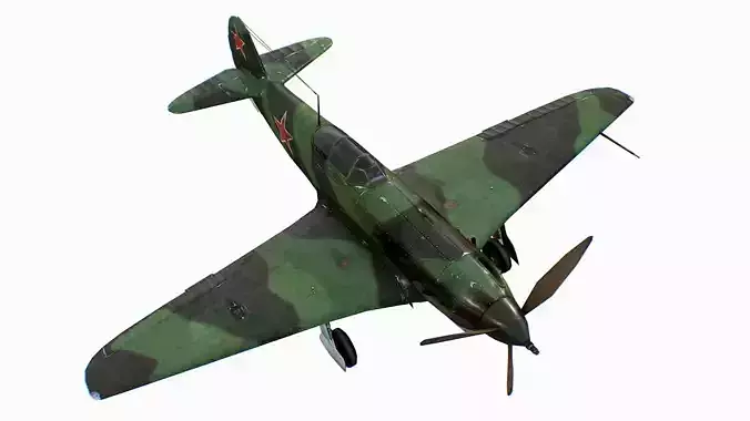 Russian Soviet fighter aircraft Yakovlev Yak-9 Low-poly 3D model