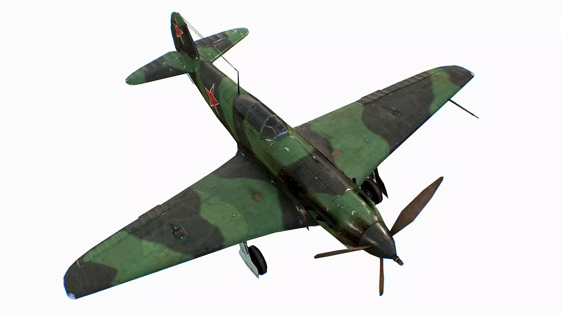Russian Soviet fighter aircraft Yakovlev Yak-9 Low-poly 3D model_0