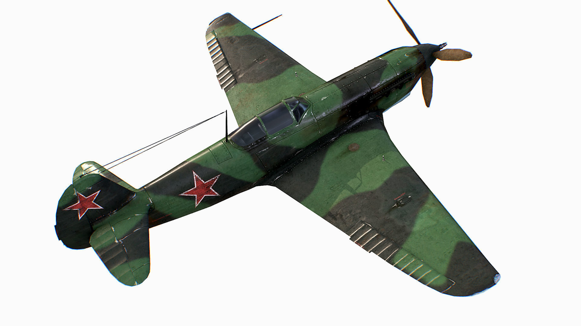 Russian Soviet fighter aircraft Yakovlev Yak-9 Low-poly 3D model_5