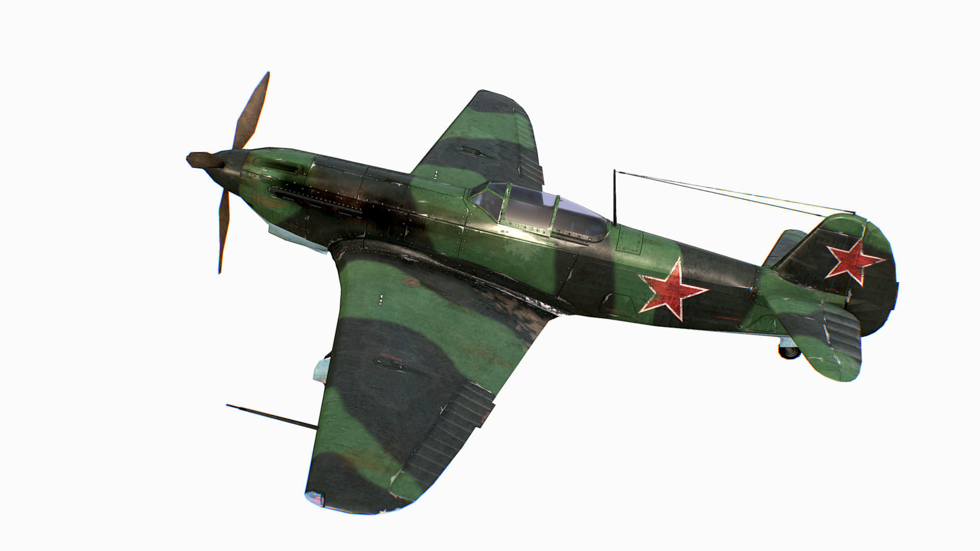 Russian Soviet fighter aircraft Yakovlev Yak-9 Low-poly 3D model_2