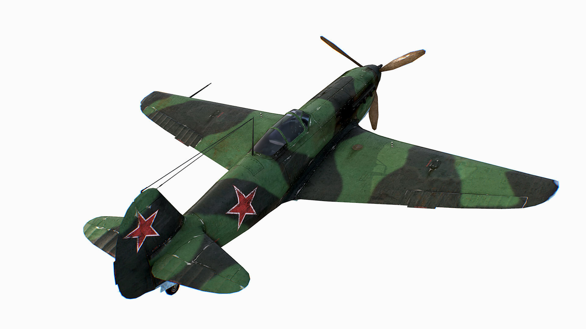 Russian Soviet fighter aircraft Yakovlev Yak-9 Low-poly 3D model_4