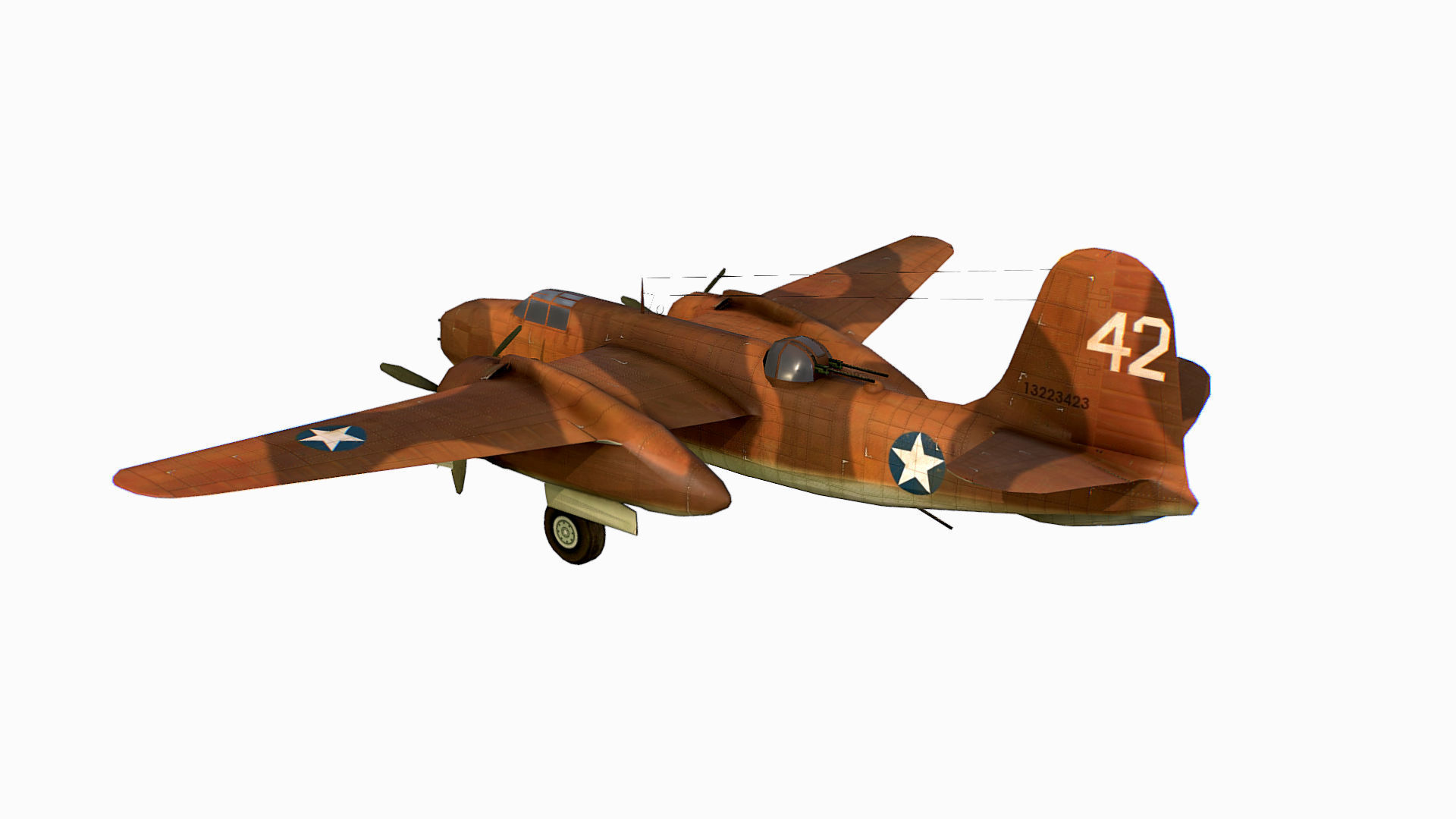 United States light bomber Douglas A-20 Havoc Low-poly 3D model_8