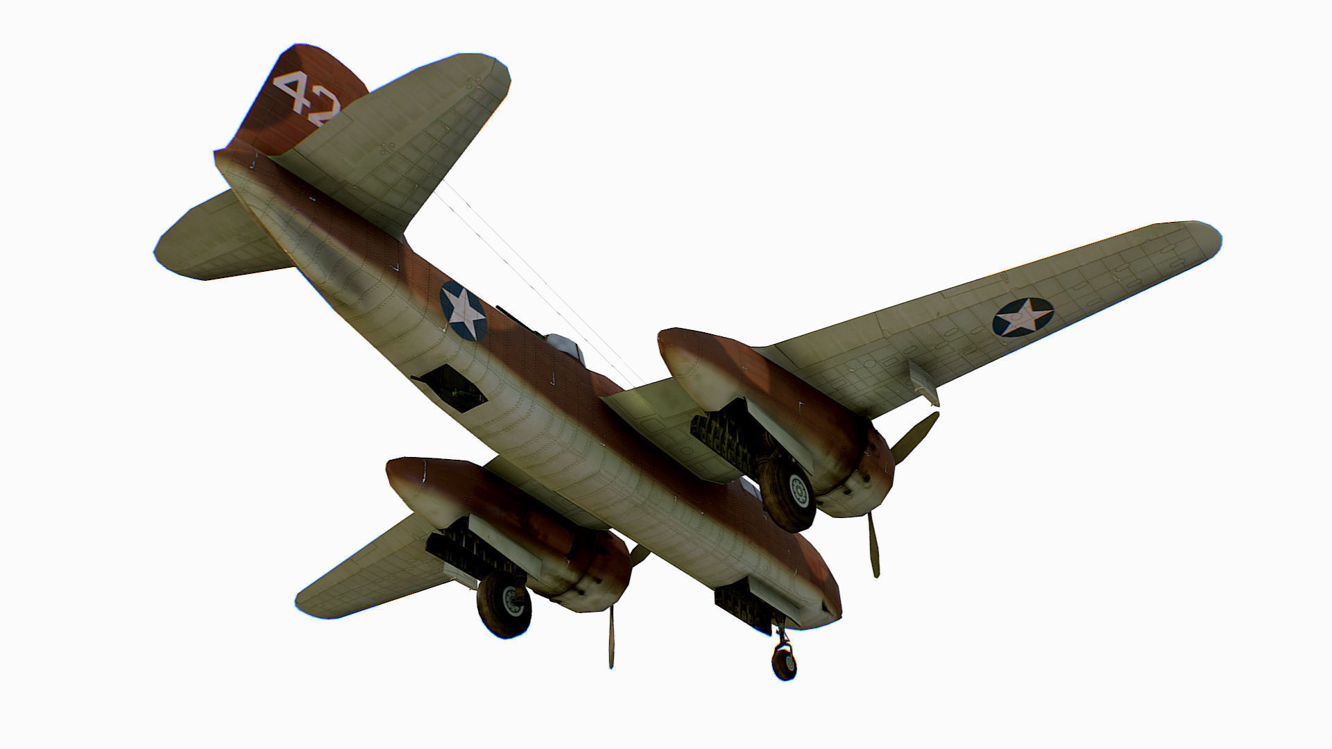 United States light bomber Douglas A-20 Havoc Low-poly 3D model_13