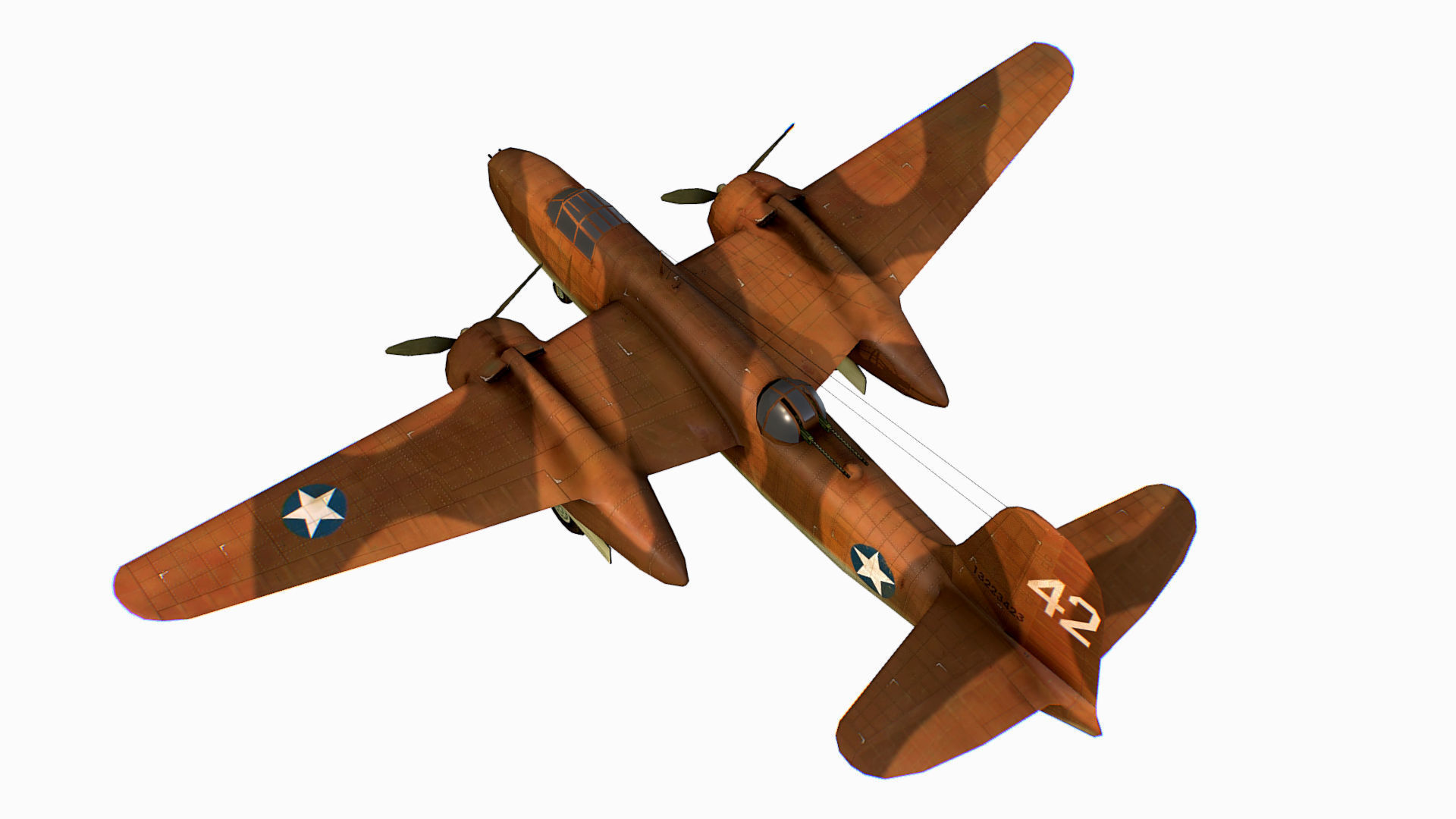 United States light bomber Douglas A-20 Havoc Low-poly 3D model_7