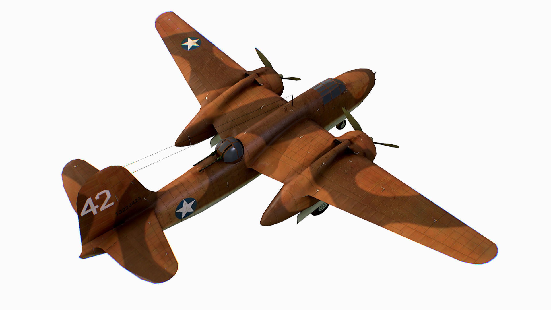 United States light bomber Douglas A-20 Havoc Low-poly 3D model_14