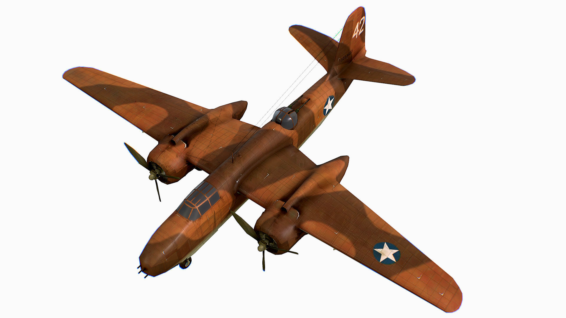 United States light bomber Douglas A-20 Havoc Low-poly 3D model_3