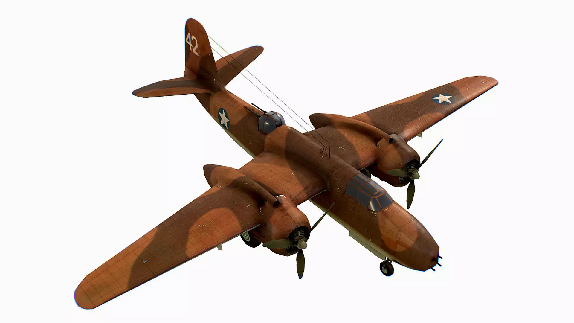 United States light bomber Douglas A-20 Havoc Low-poly 3D model_1