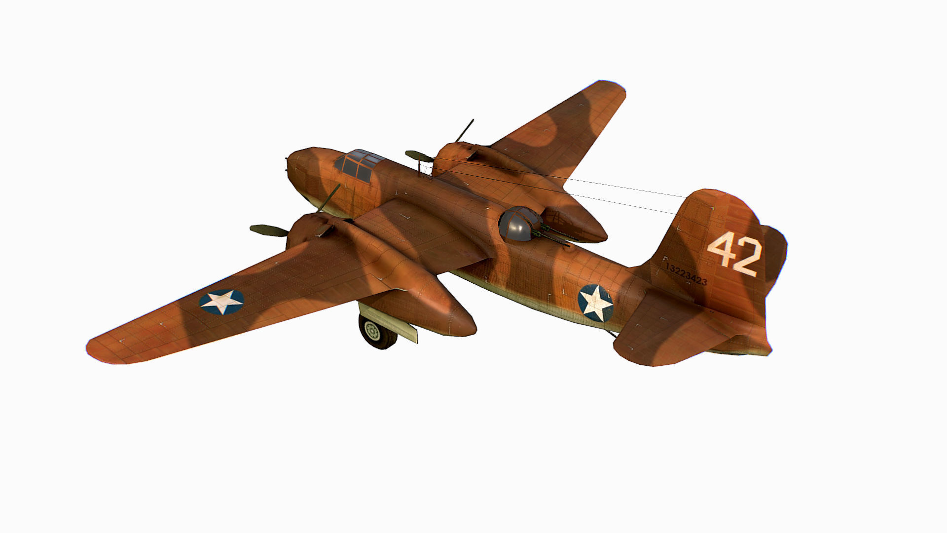 United States light bomber Douglas A-20 Havoc Low-poly 3D model_6