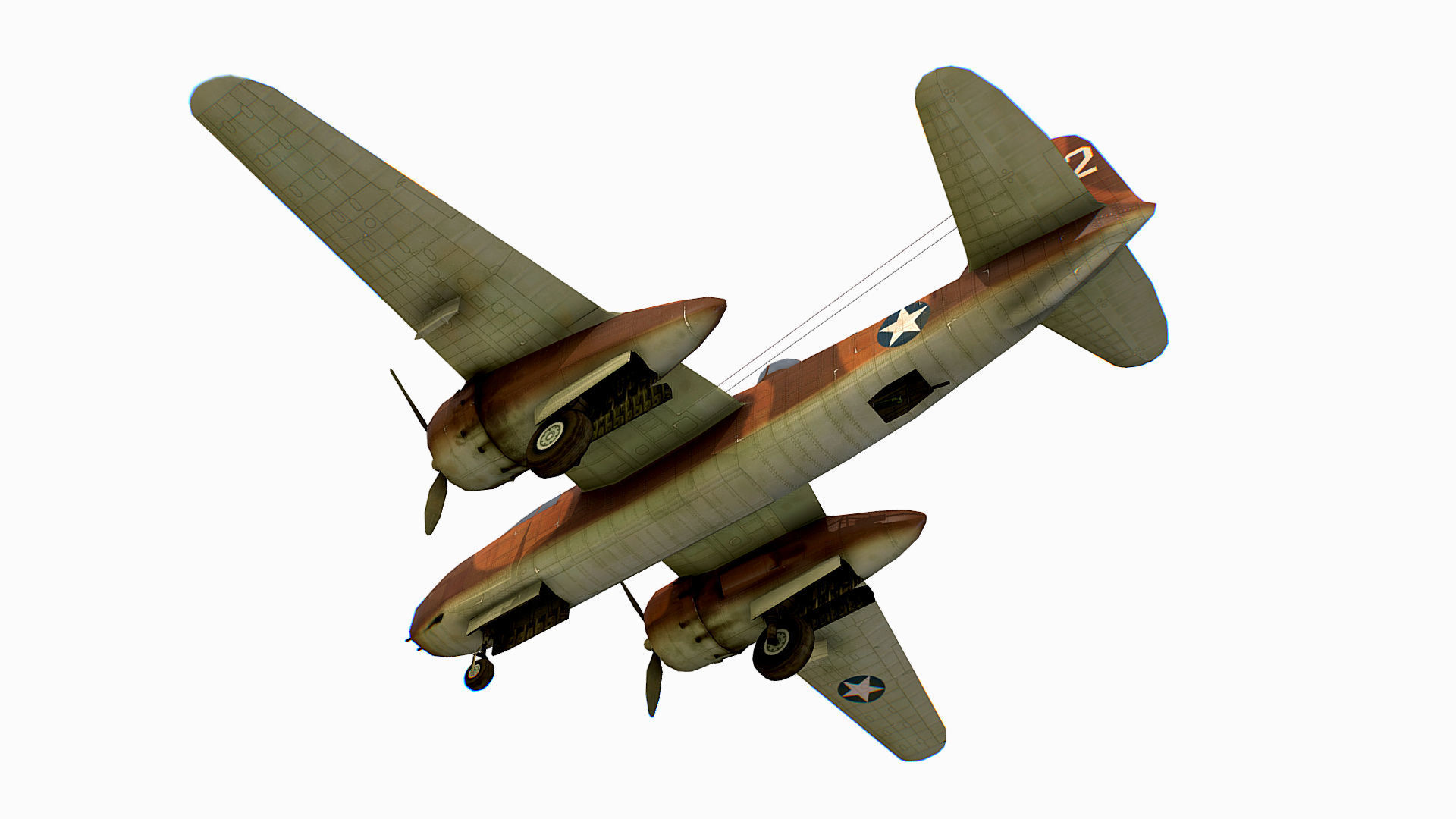 United States light bomber Douglas A-20 Havoc Low-poly 3D model_9