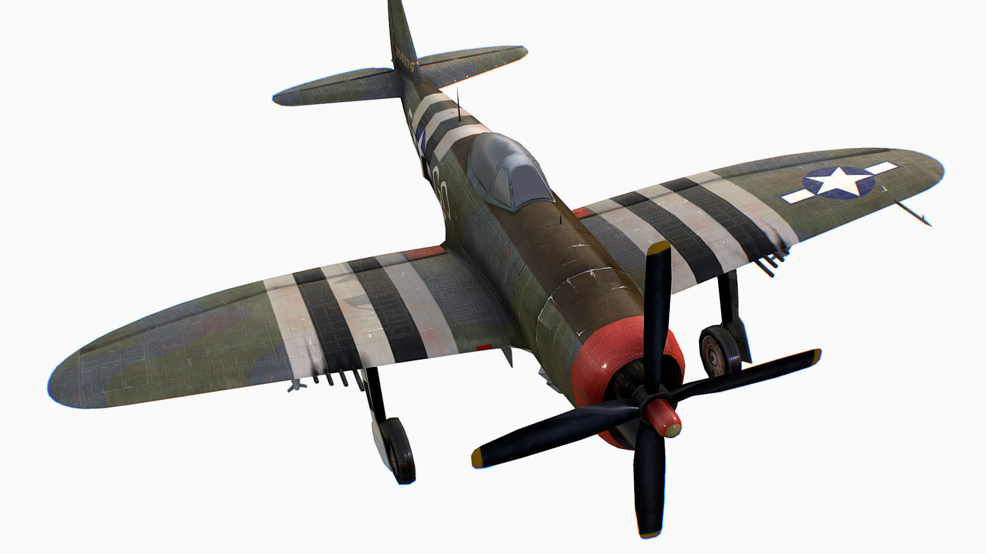 United States fighter aircraft Republic P-47 Thunderbolt Low-poly 3D model_8