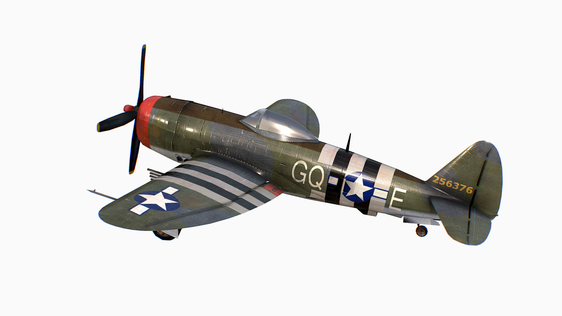 United States fighter aircraft Republic P-47 Thunderbolt Low-poly 3D model_9