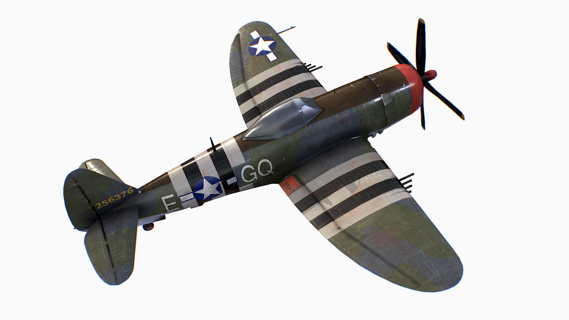 United States fighter aircraft Republic P-47 Thunderbolt Low-poly 3D model_6