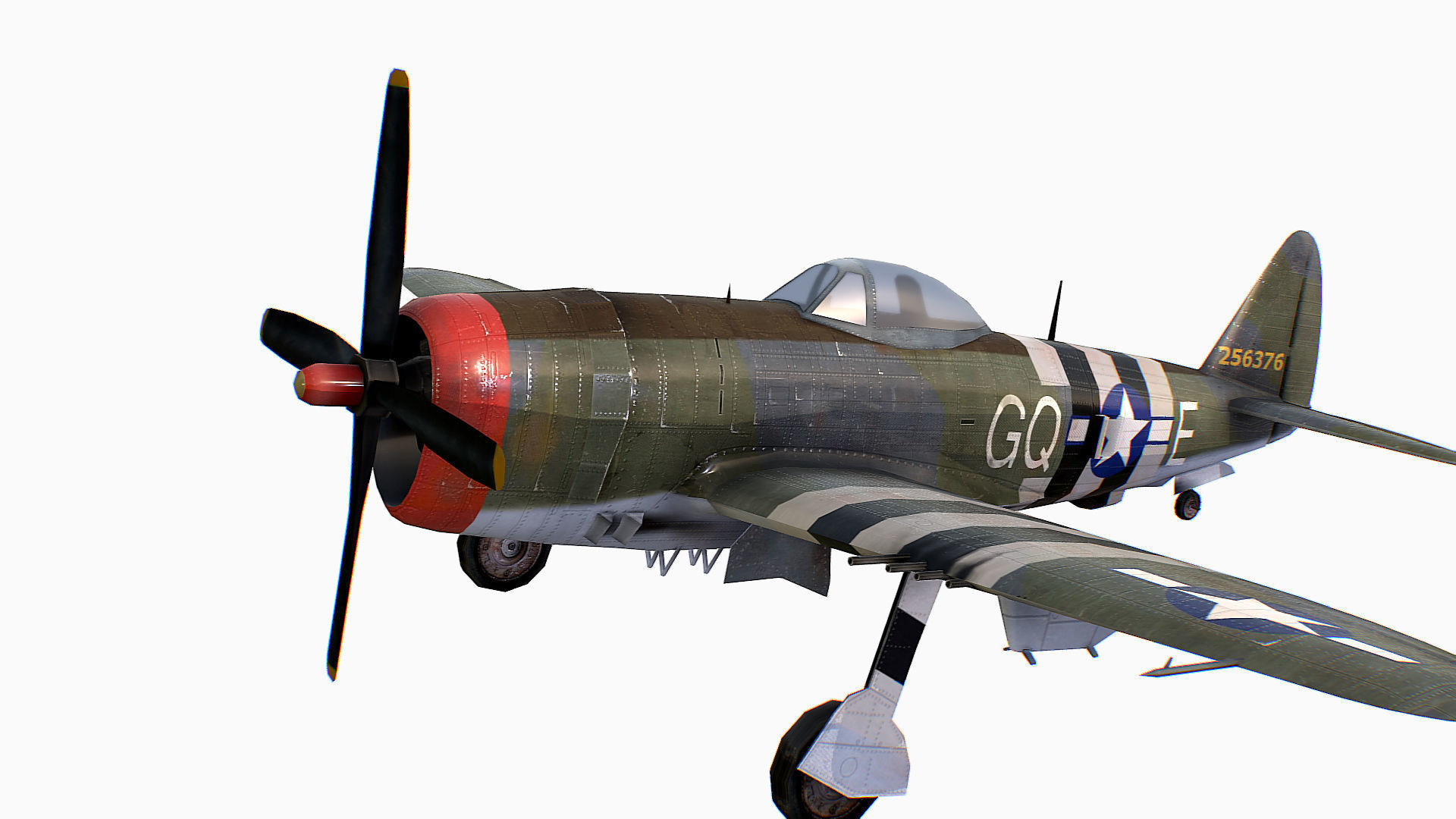 United States fighter aircraft Republic P-47 Thunderbolt Low-poly 3D model_13