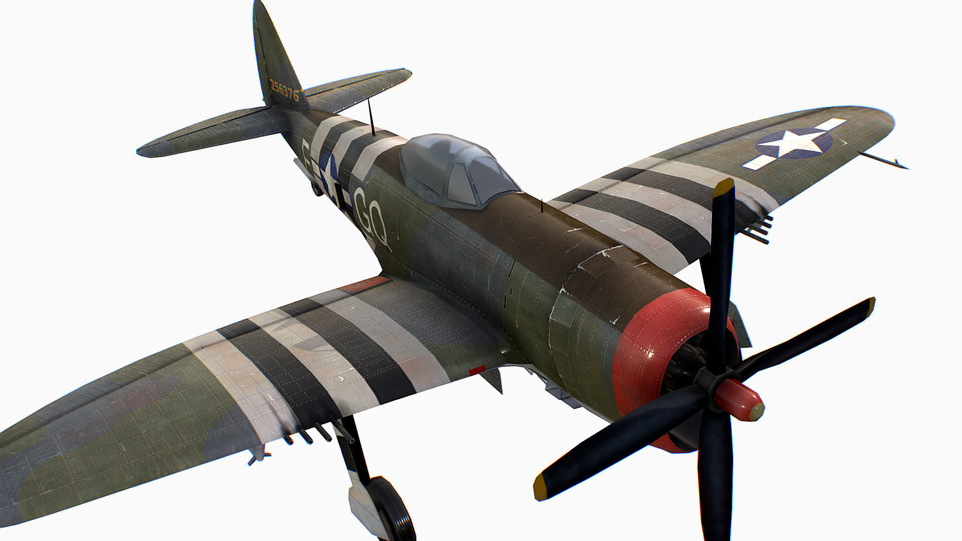 United States fighter aircraft Republic P-47 Thunderbolt Low-poly 3D model_15