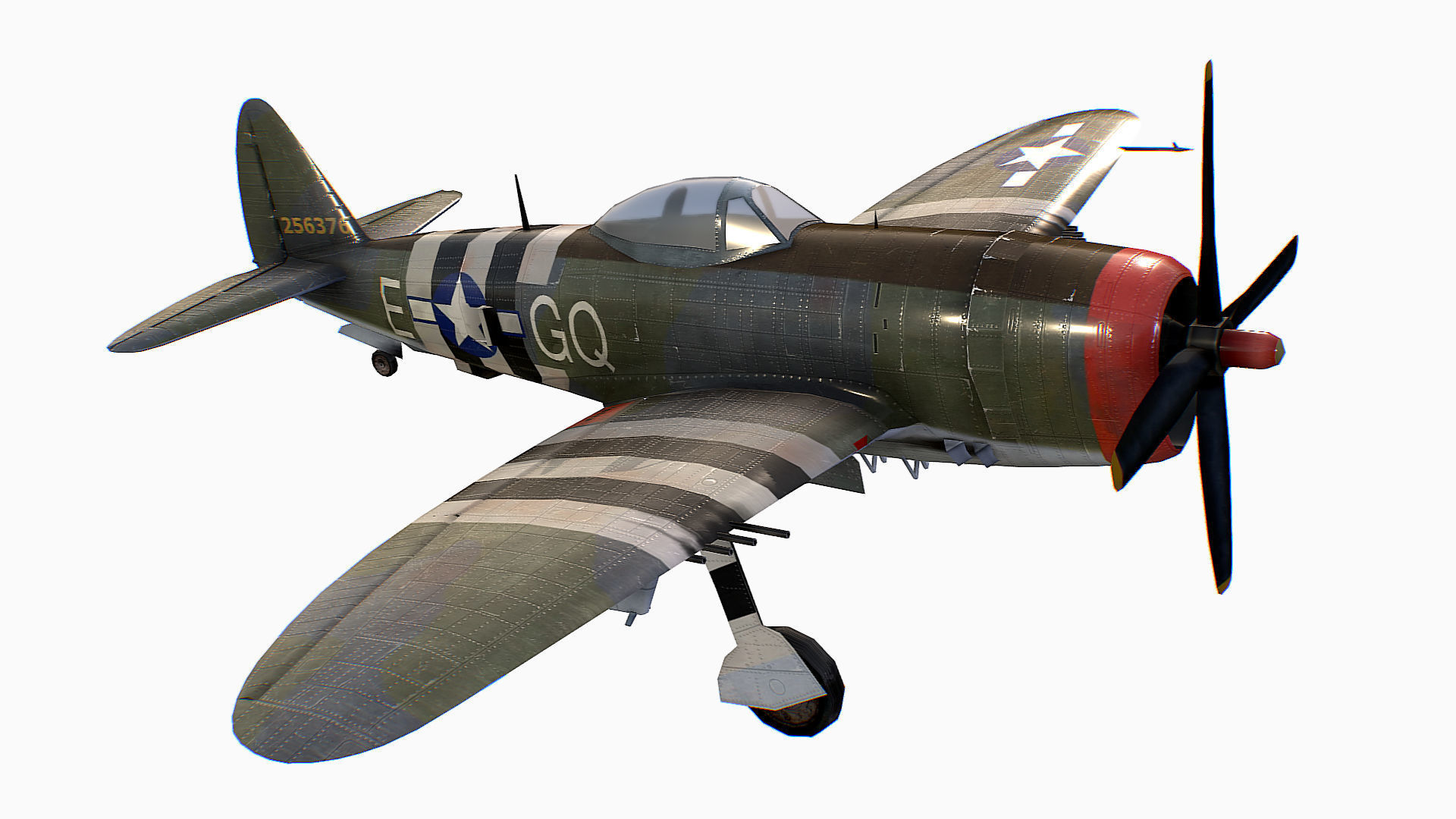 United States fighter aircraft Republic P-47 Thunderbolt Low-poly 3D model_14