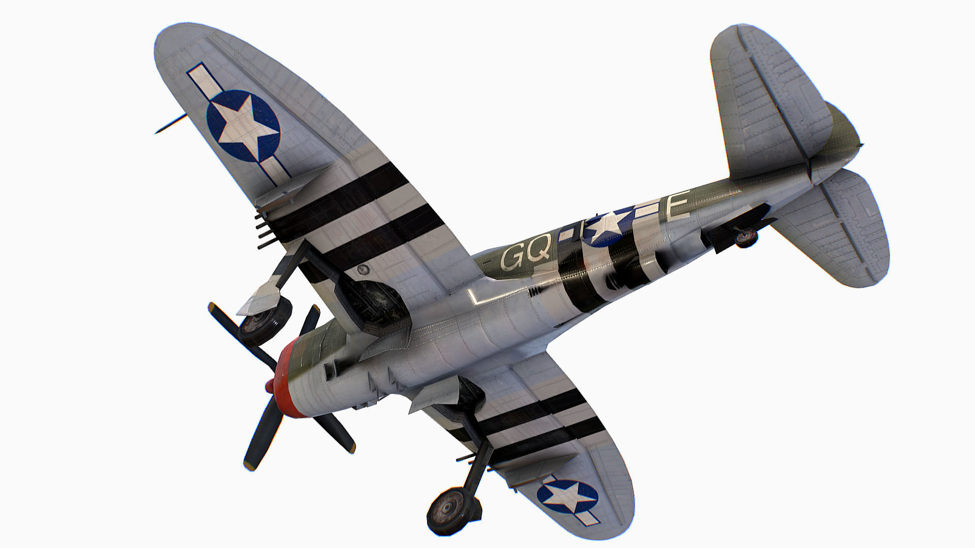 United States fighter aircraft Republic P-47 Thunderbolt Low-poly 3D model_12