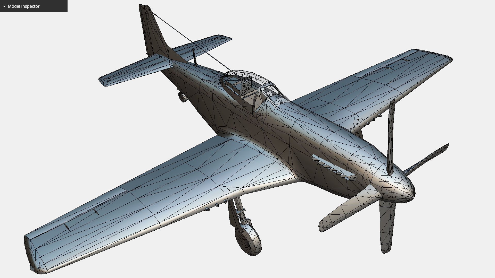 United States American fighter aircraft P-51D-5 Mustang Low-poly 3D model_17