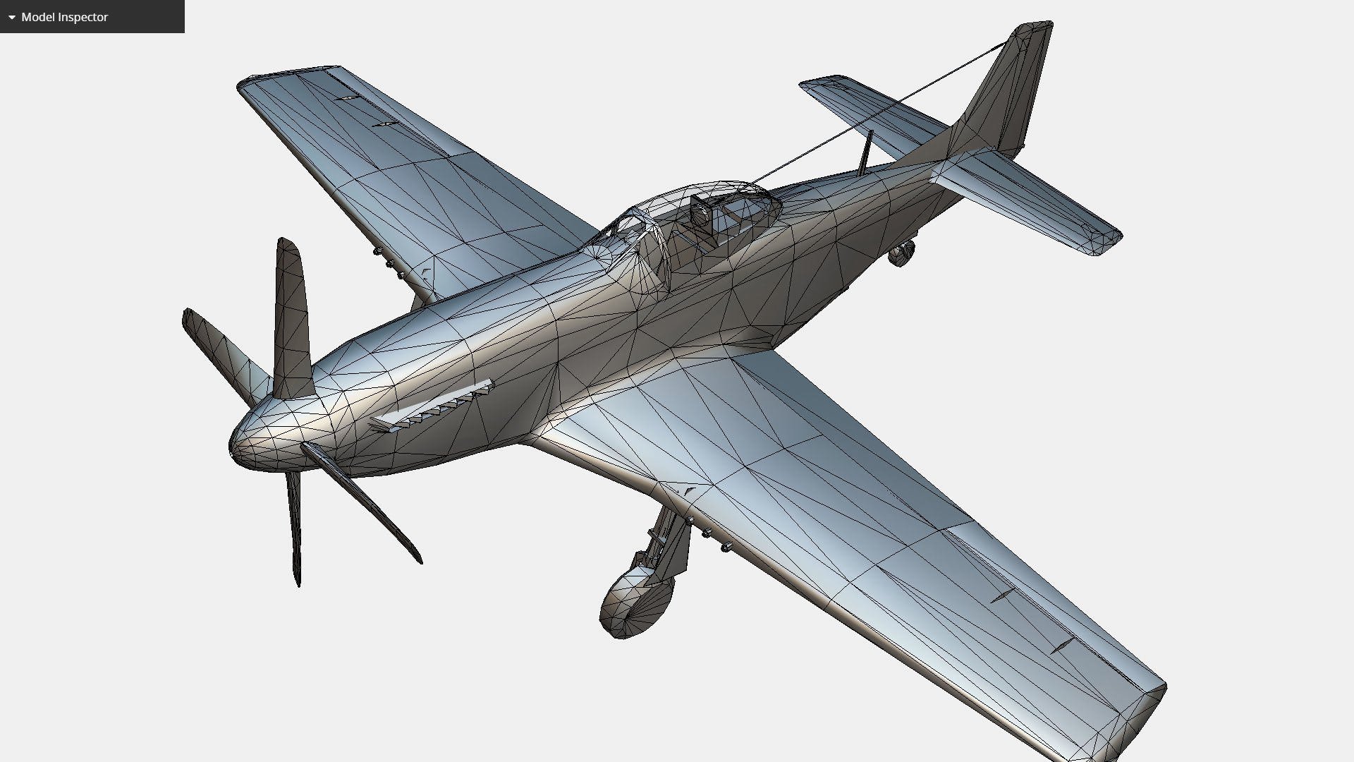 United States American fighter aircraft P-51D-5 Mustang Low-poly 3D model_19