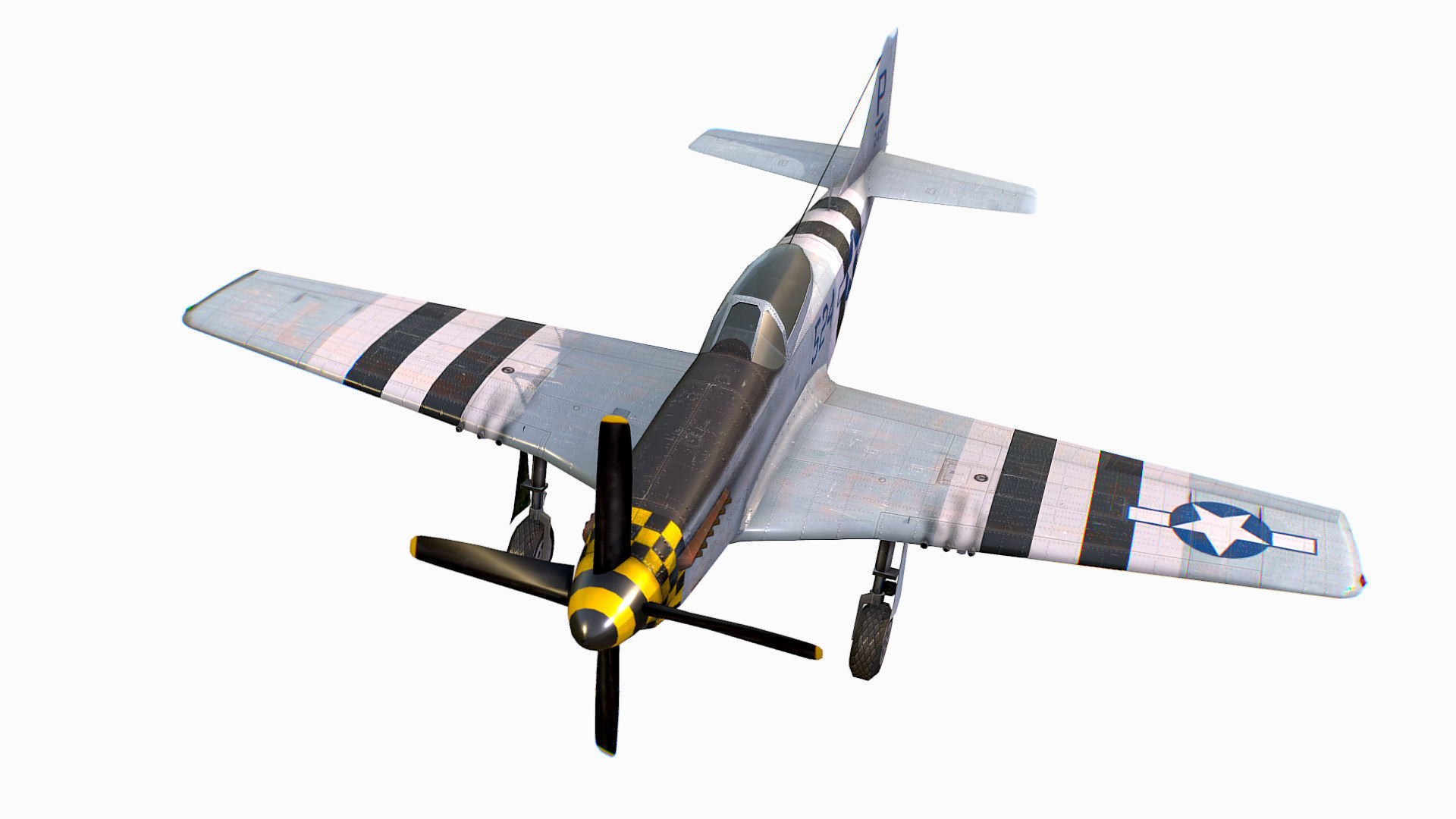 United States American fighter aircraft P-51D-5 Mustang Low-poly 3D model_2